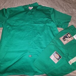 Dickies Men's Green Work Shirt